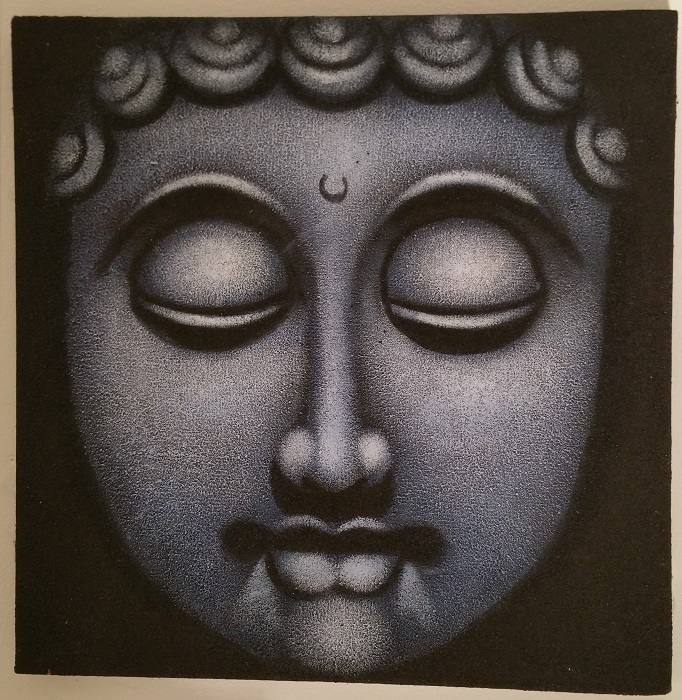 Buddha Tavla Canvas Face (40x40cm) | asianarts.se