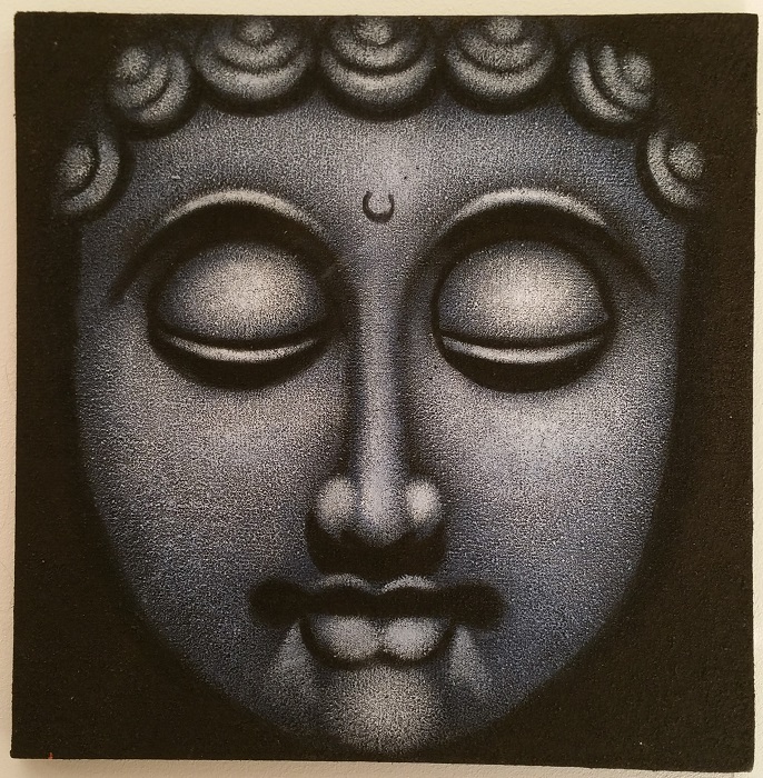Buddha Tavla Canvas Face (40x40cm) | AsianArts.se