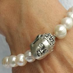 (A41s) Buddha - Silver med pärlor